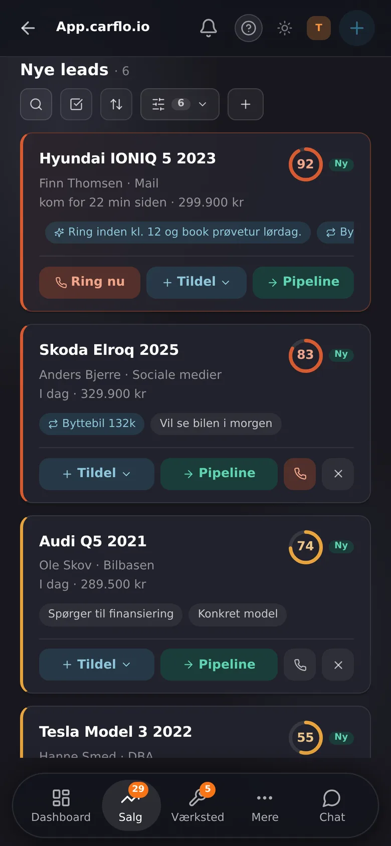 Nye leads med AI-score på mobil
