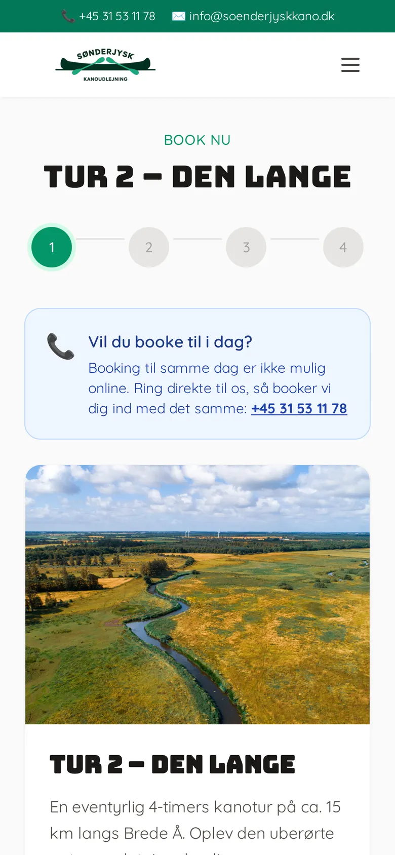 Booking på soenderjyskkano.dk, mobil