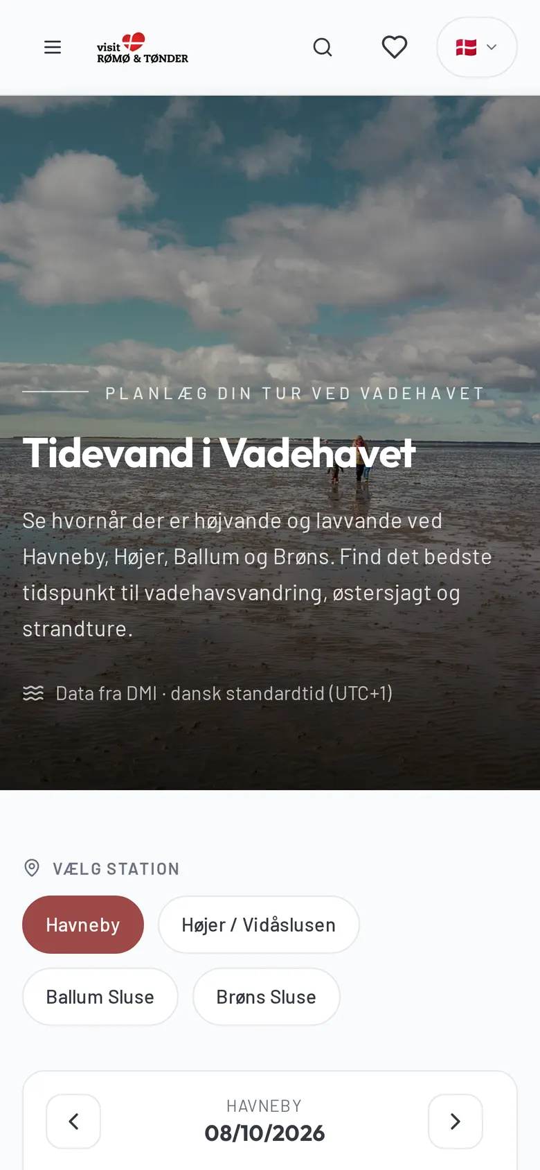 Tidevand på romo-tonder.dk, mobil