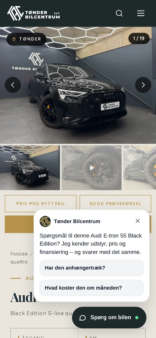 AI-chat på en bilside, mobil